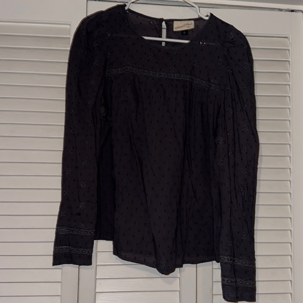 universal thread powder blue long-sleeve eyelet blouse